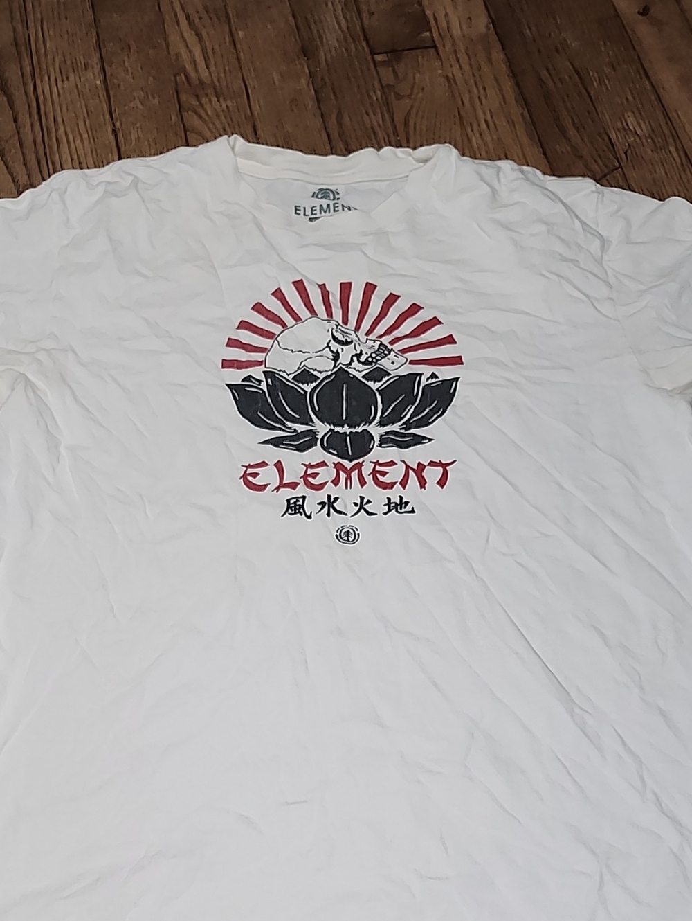 Element White Short-Sleeve Tee with Red & Black Lotus Graphic